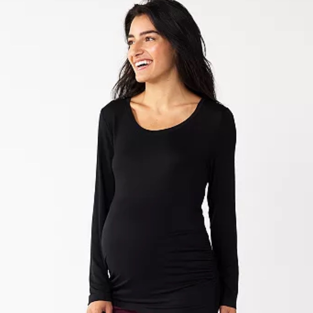 Oh baby, motherhood basic black scoop neck LS, M